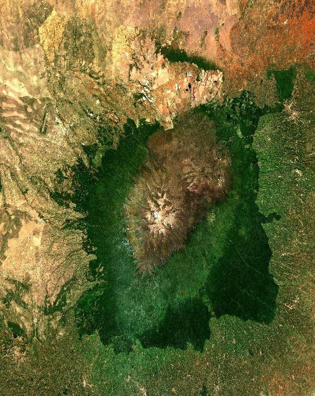 Sentinel-2 RGB image view of Mount Kenya in 2019