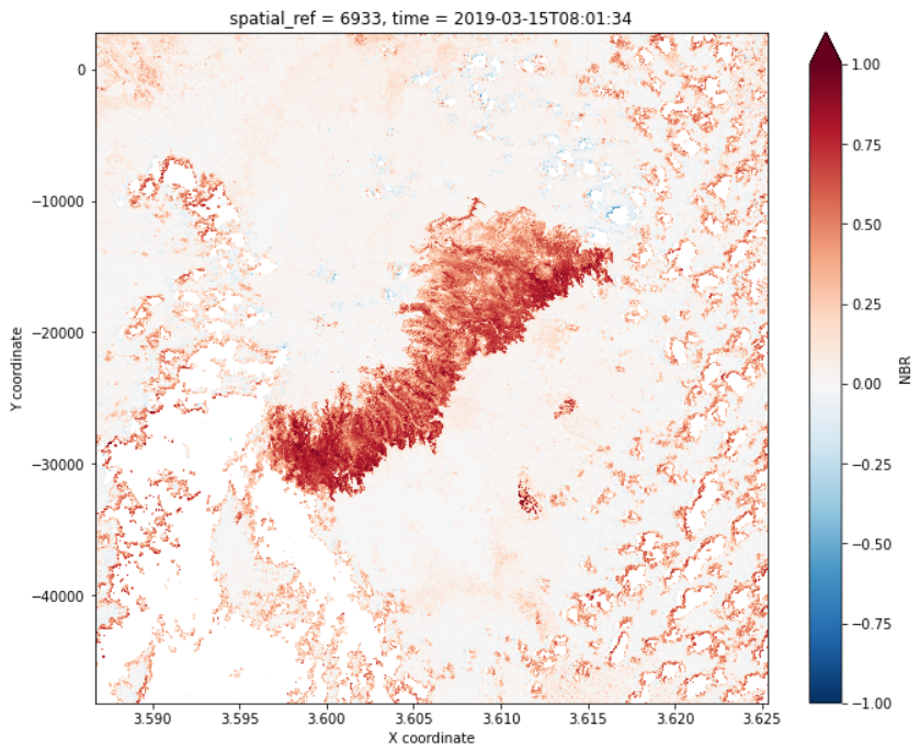 DNBR showing the burnt area