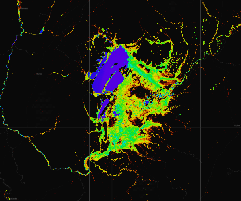 Lake Bangweulu, Zambia, All time water detection, WOfS