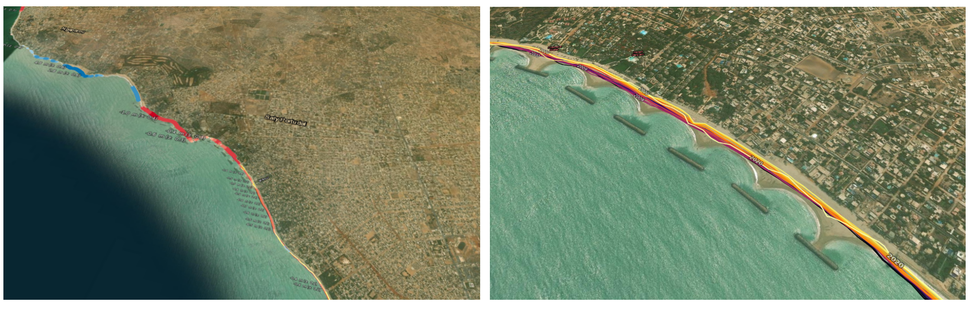 Overview of rate of coastal change in Saly Portudal