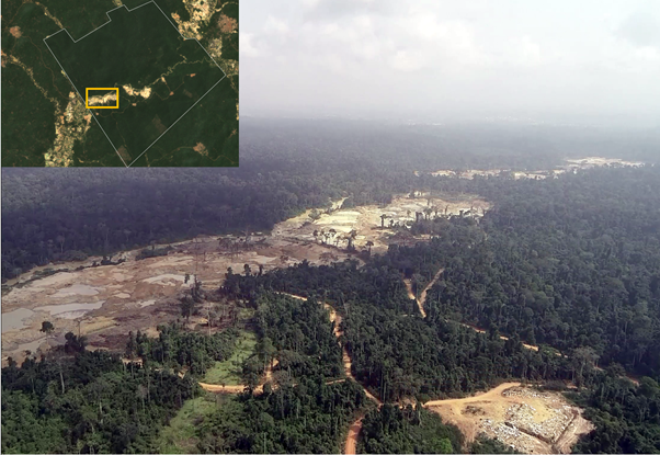 Aerial photograph of Apamprama Forest Reserve correlated with satelite imagery