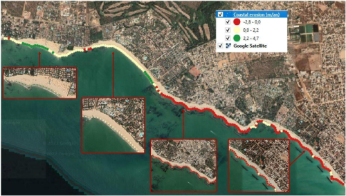 Changing coastline on the Saly Portudal coast