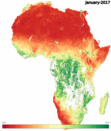  Mean NDVI for the African continent 2017-2022