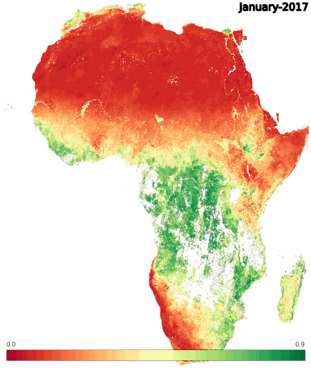 Mean NDVI for the African continent 2017-2022