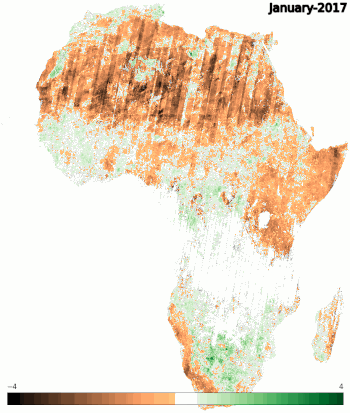 NDVI Anomalies across Africa from 2017-2022