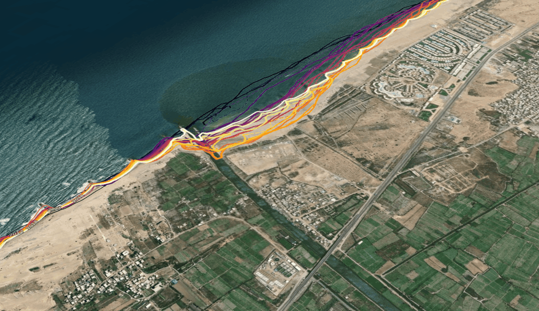 Nile river data coastline change