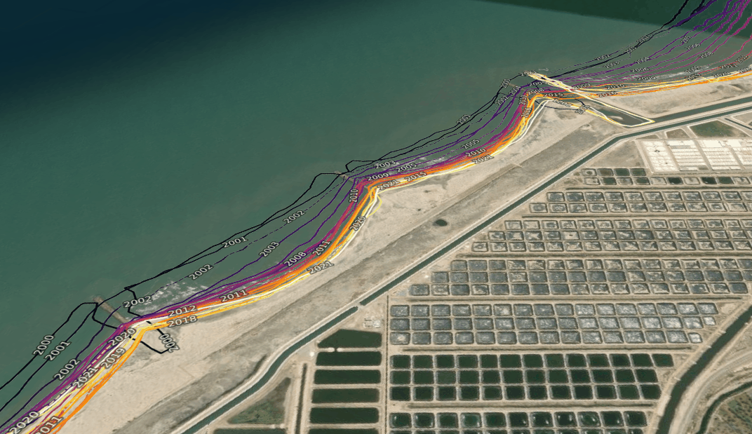 Digital Earth Africa Coastline monitoring at the Nile Delta, Egypt 