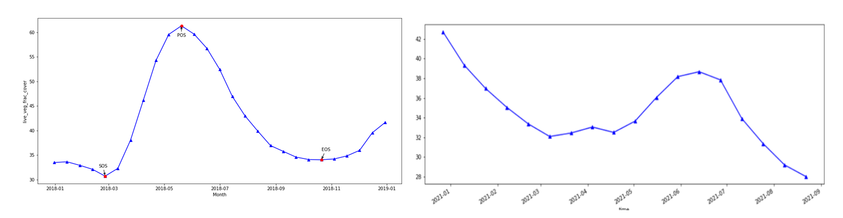 Graphs showing fluctuations in vegetation cover